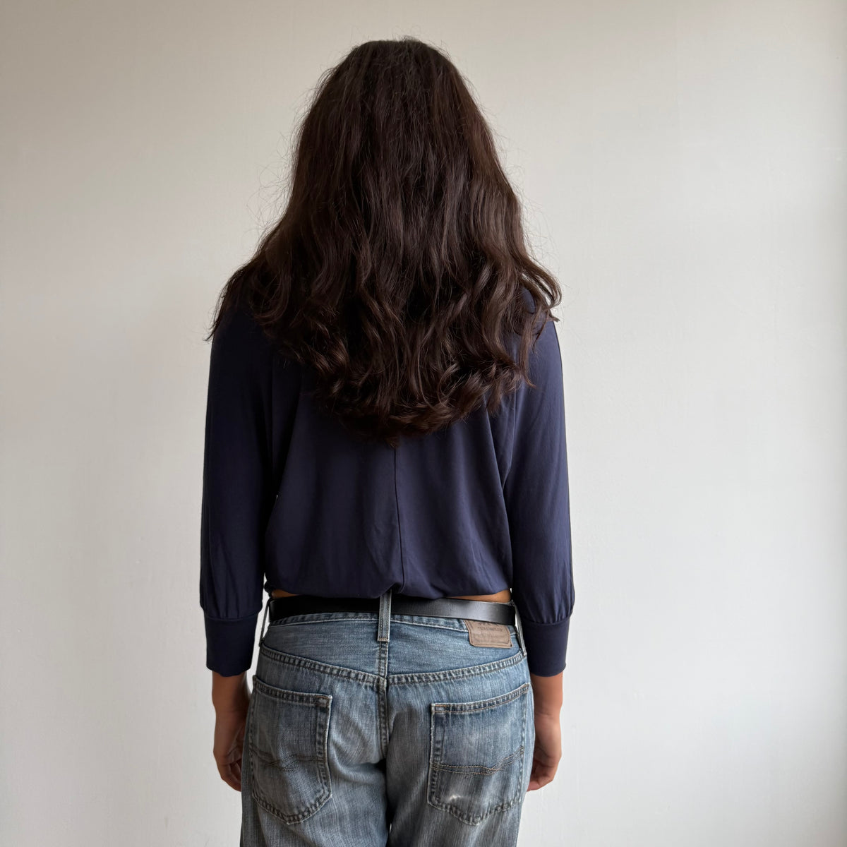 Navy blue batwing top - Size S