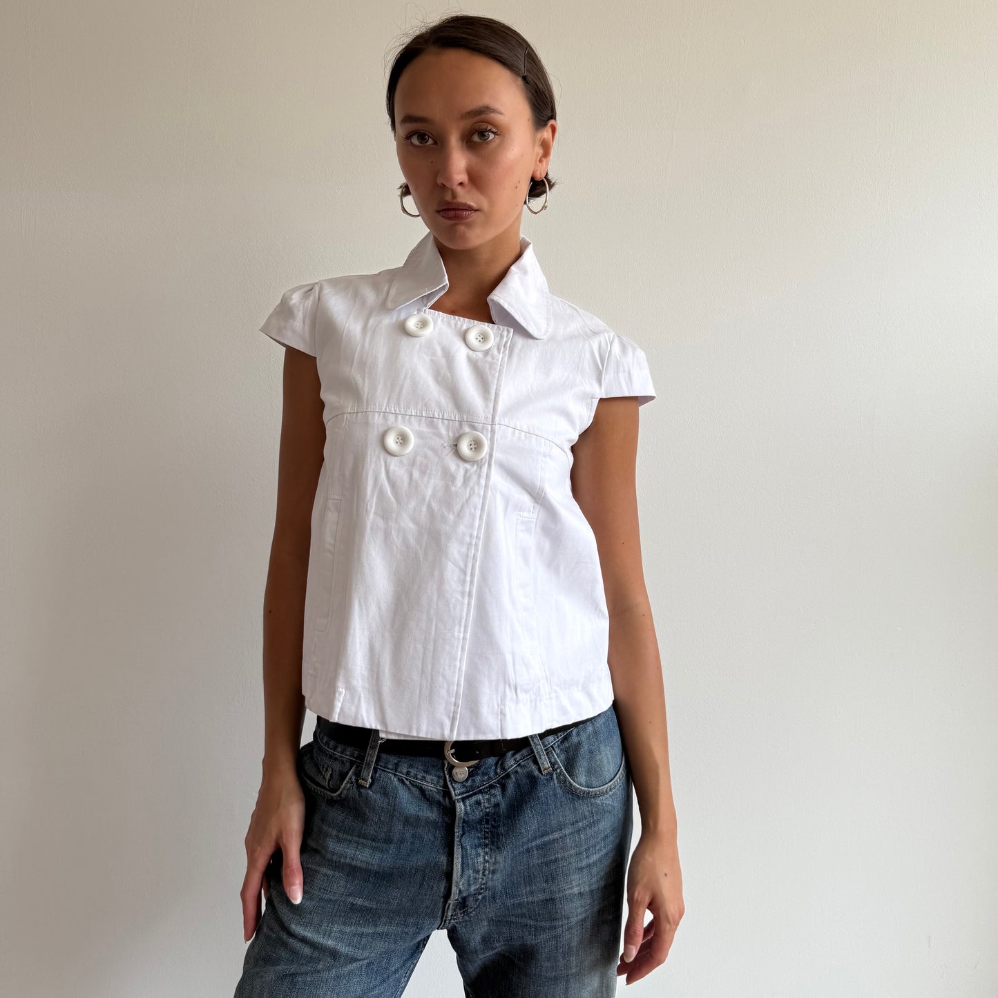 White short sleeve peacoat - Size S