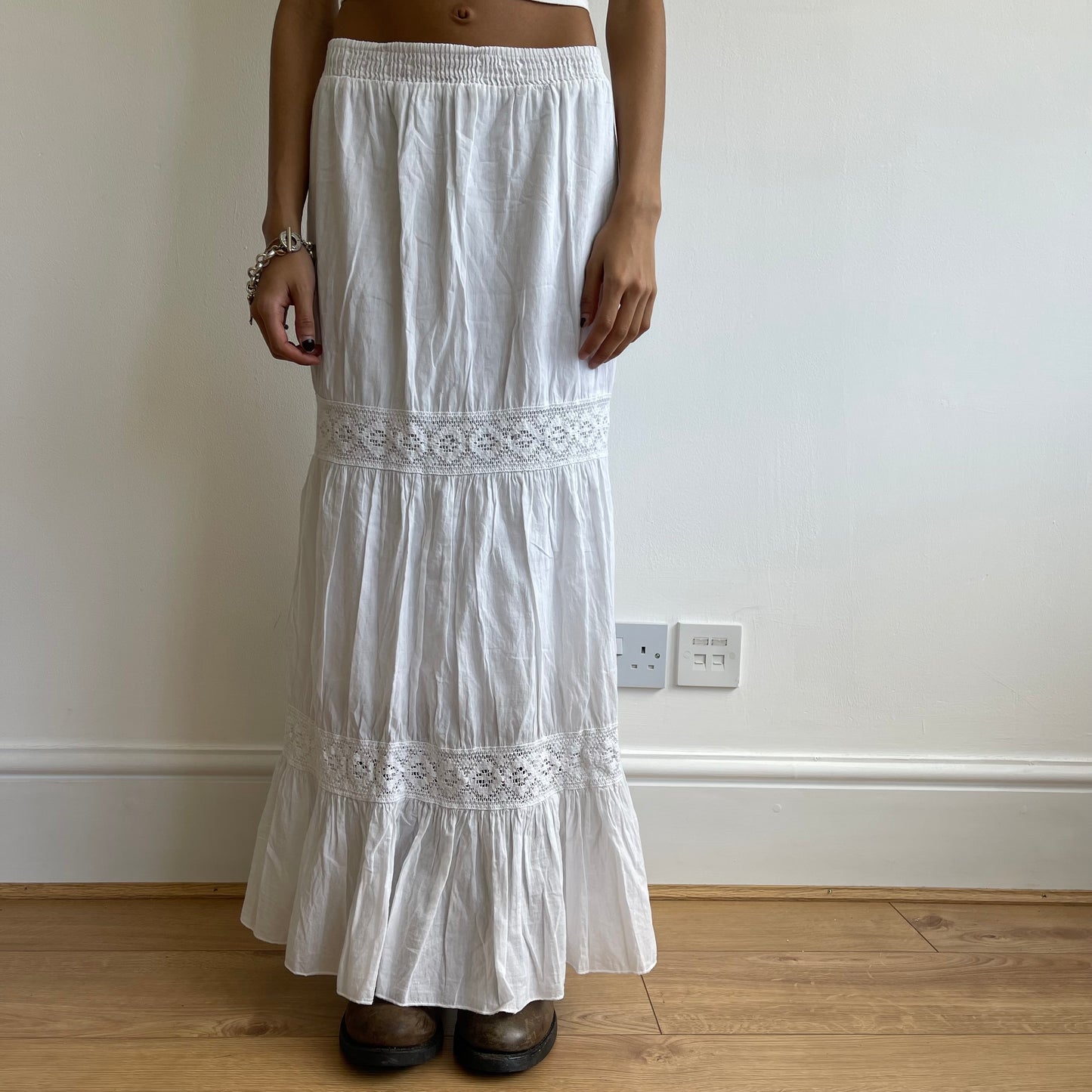 White boho maxi skirt - Size M/L