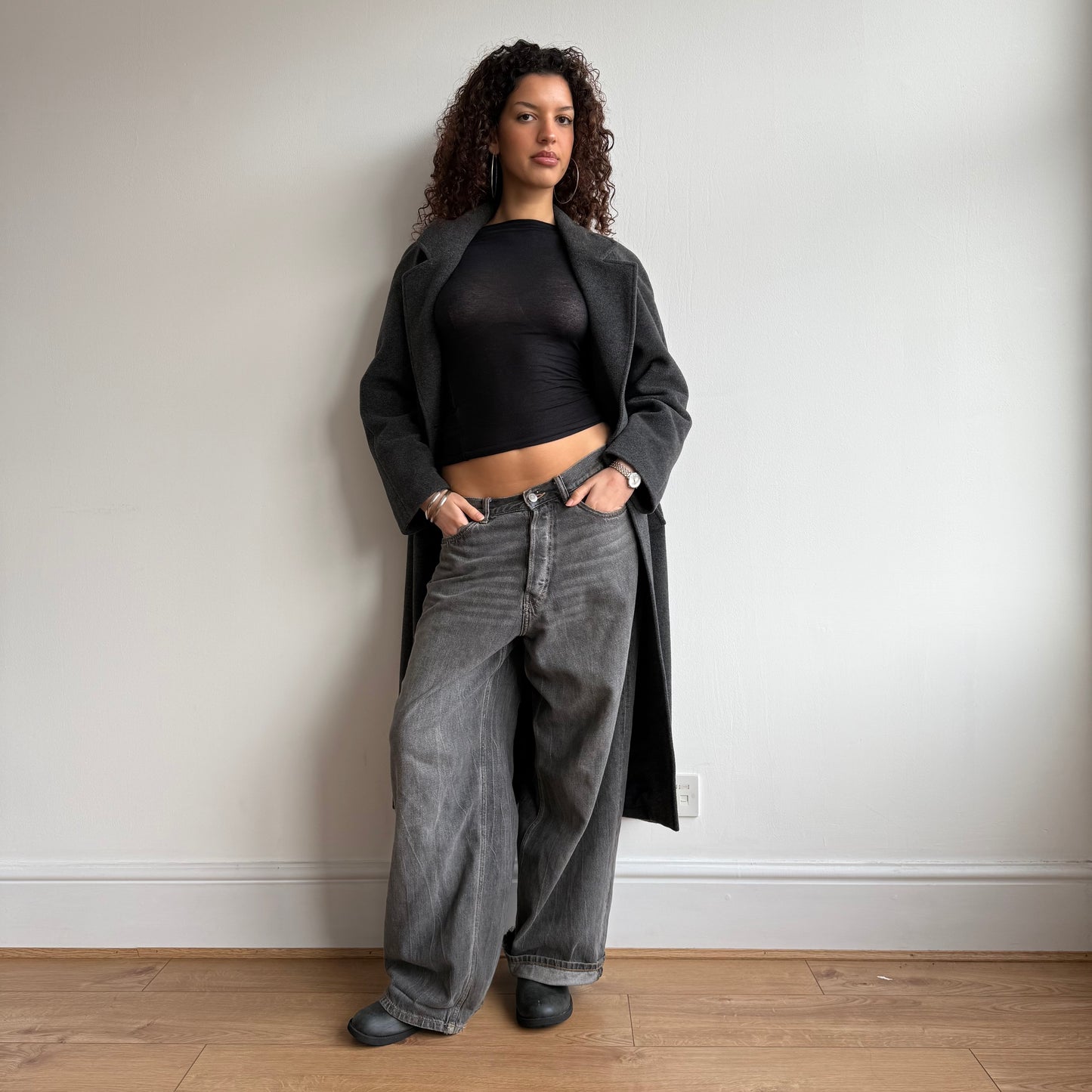 Grey wool overcoat - Size M