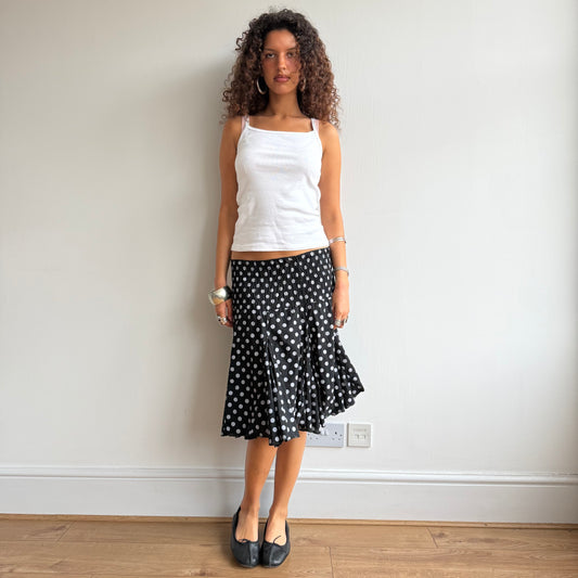 Black polka dot midi skirt - Size XS + S