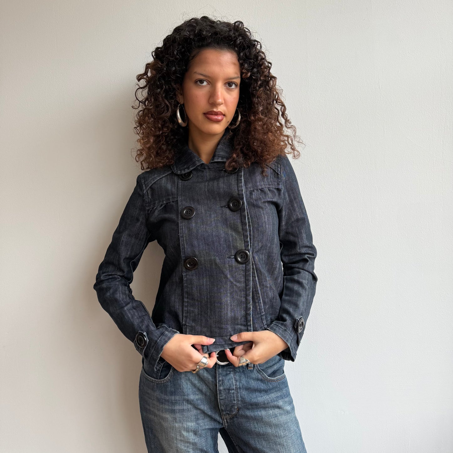 Denim long sleeve peacoat - Size S