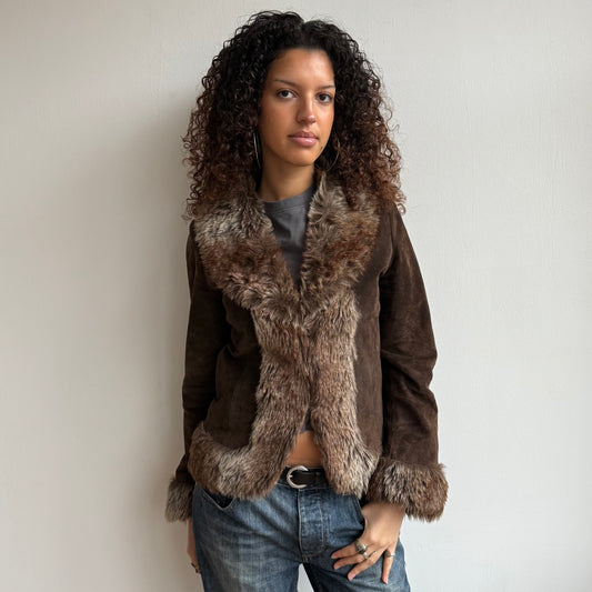 Brown fur suede afghan - Size M