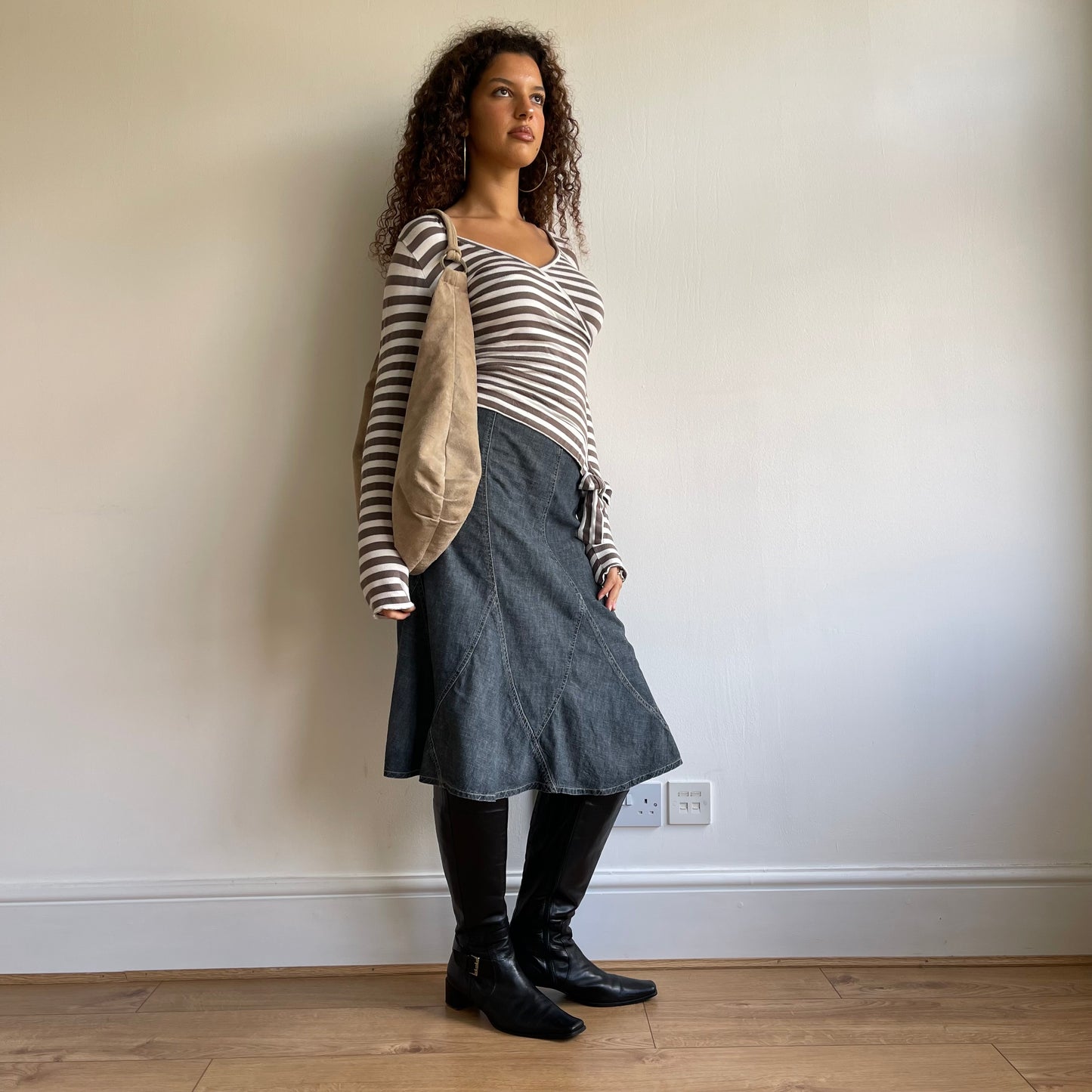 Brown stripe long sleeve top - Size S