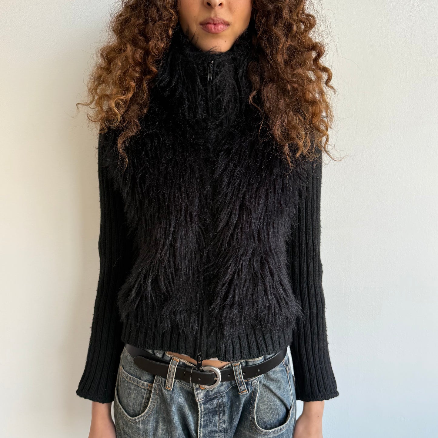 Morgan de toi double zip fur jacket - Size S