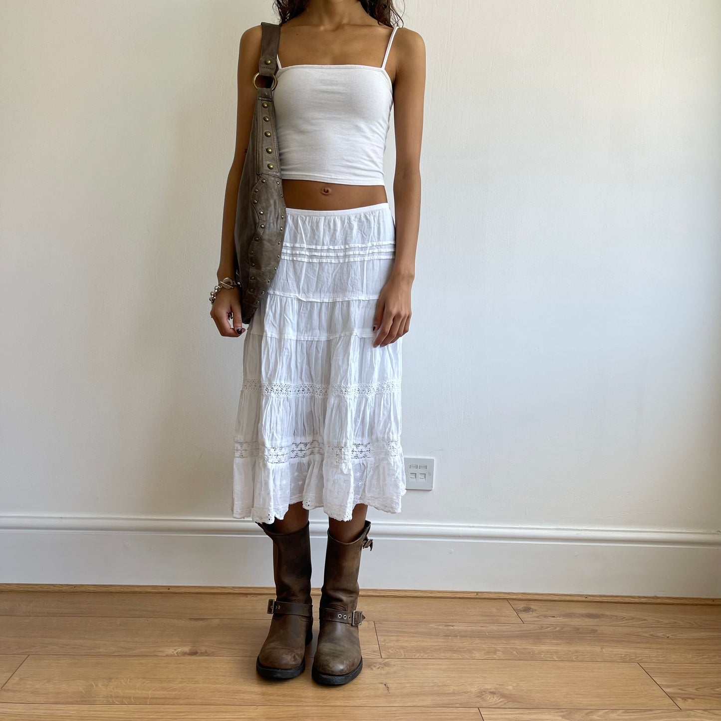White broderie midi skirt - Size S/M