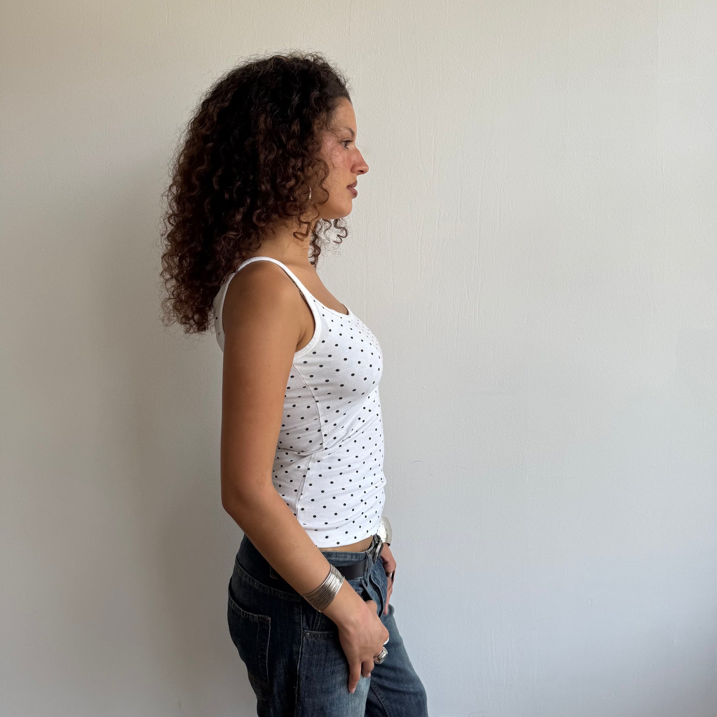 White polka dot cami - Size S