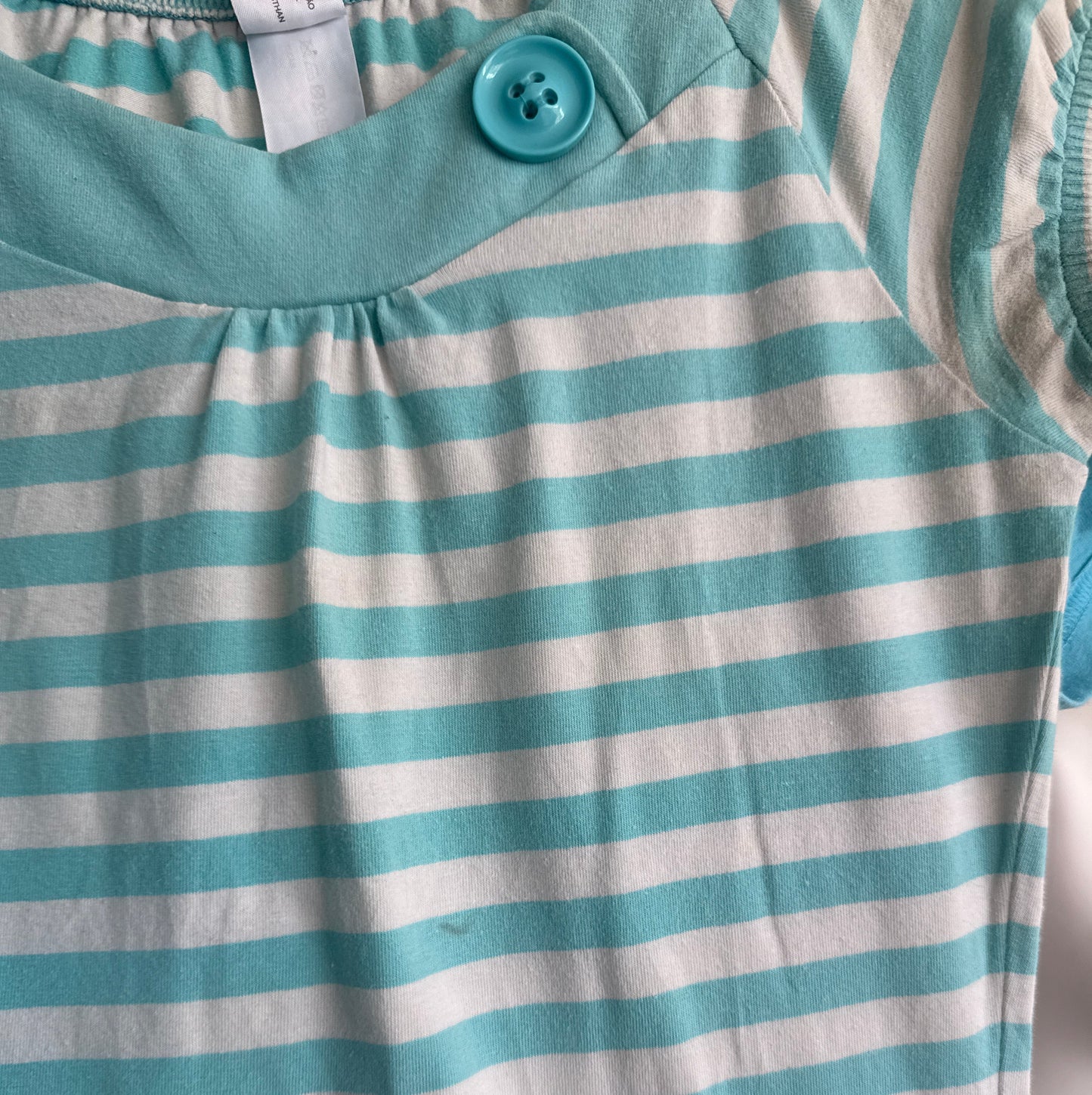 Turquoise striped button top - Size M