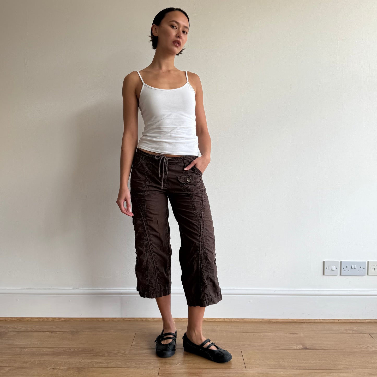 Brown corset back capris - Size S