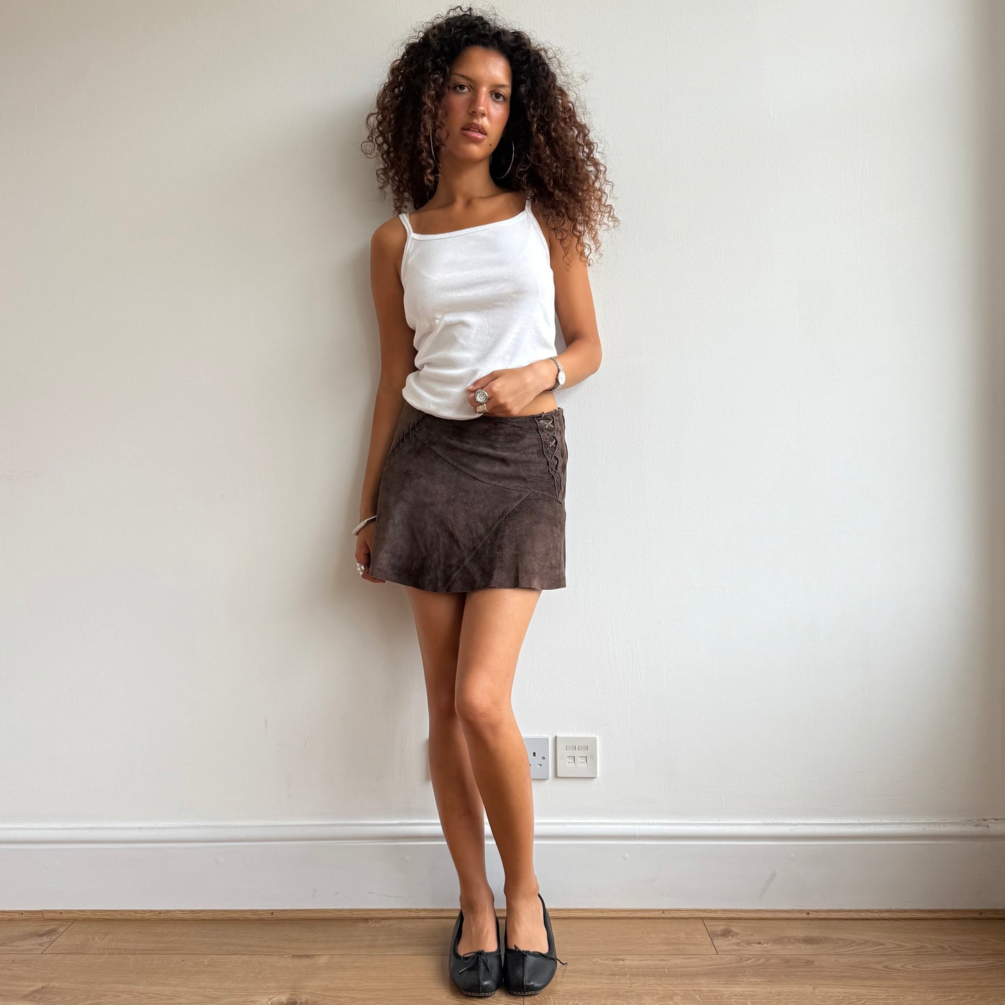 Brown suede corset mini skirt - Size S