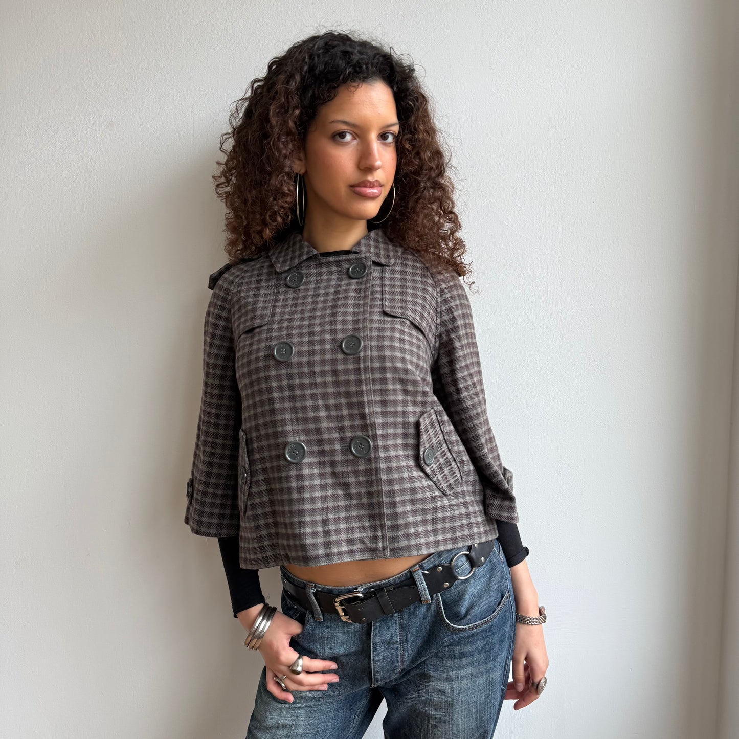 Tartan peacoat - Size S