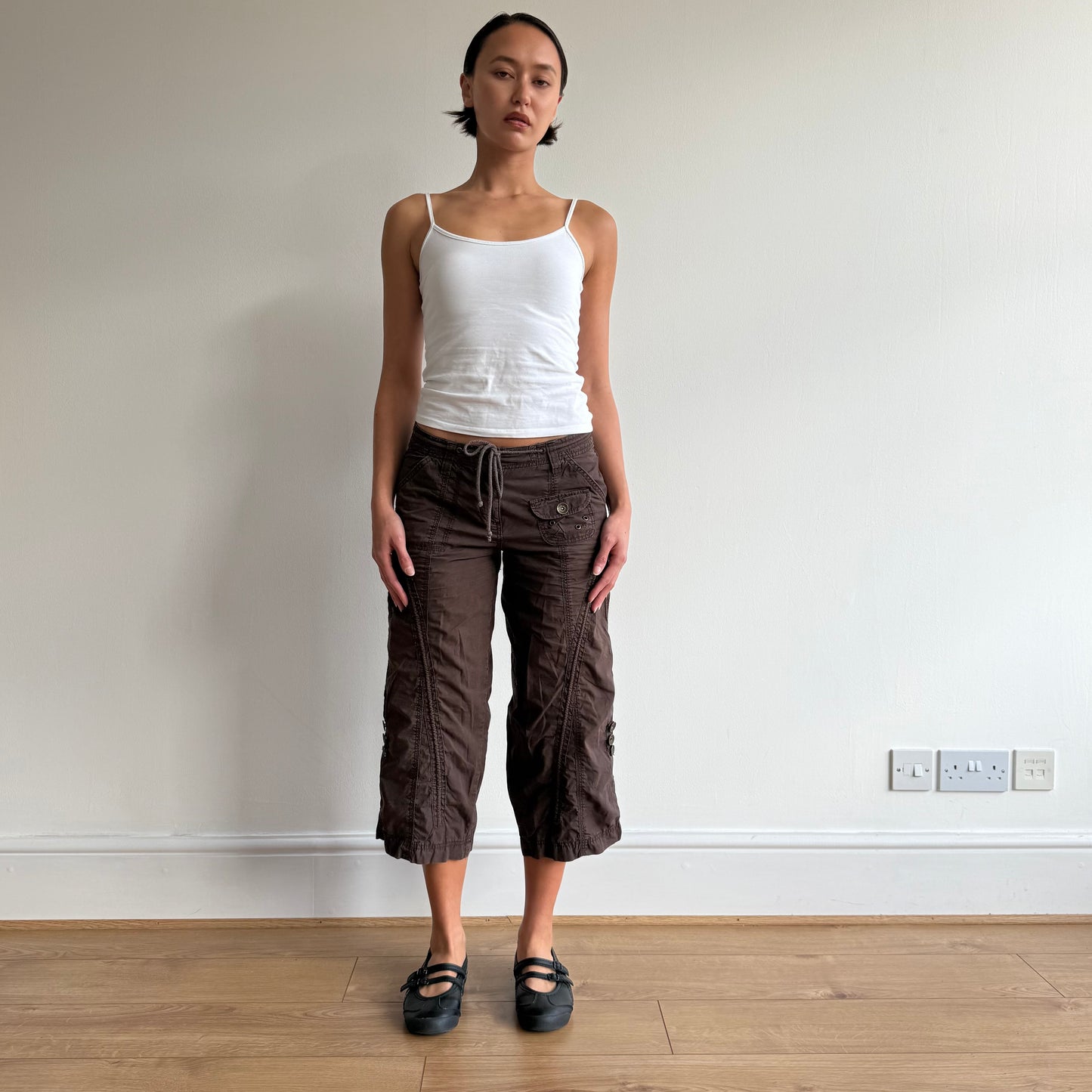 Brown corset back capris - Size S