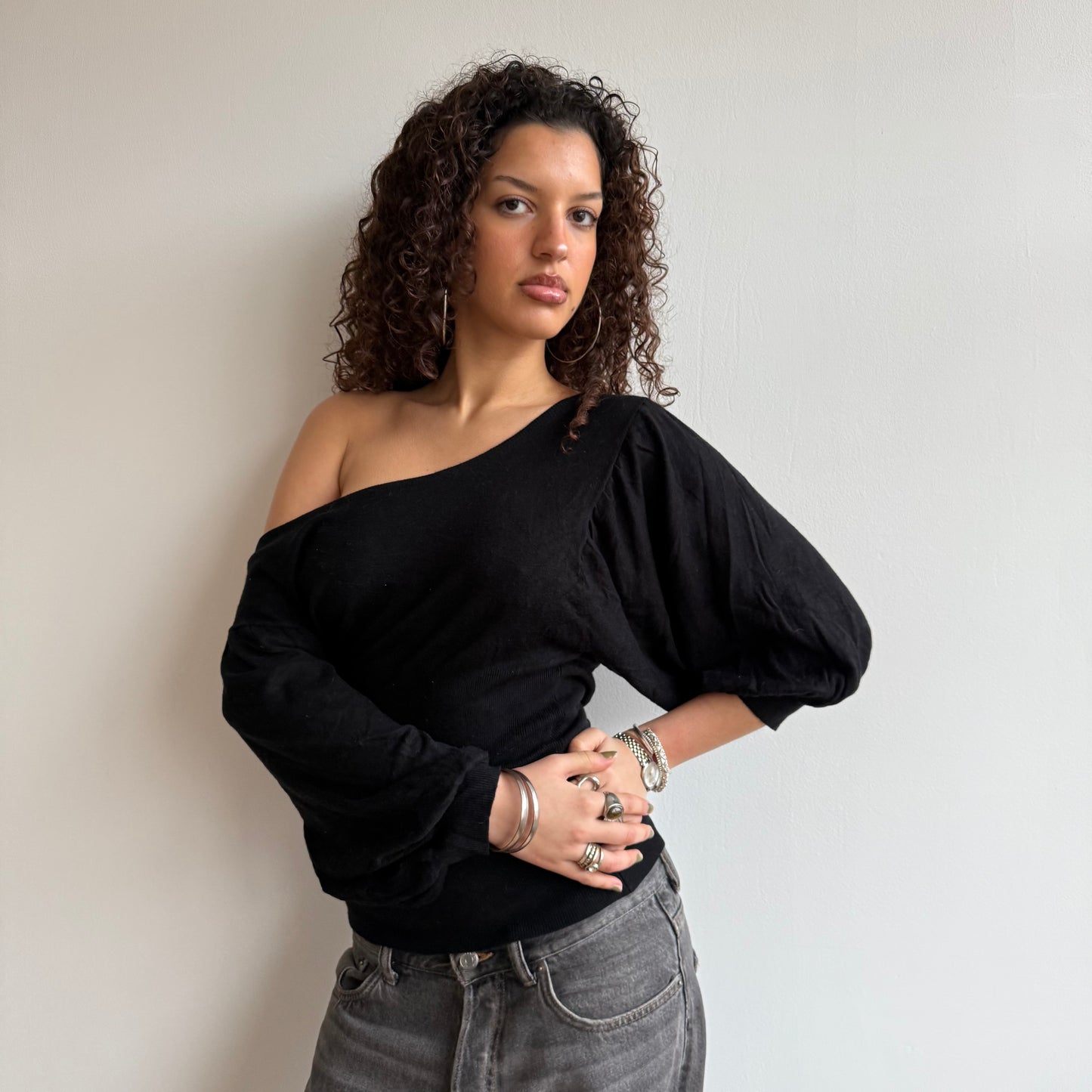 Black batwing knit - Size S