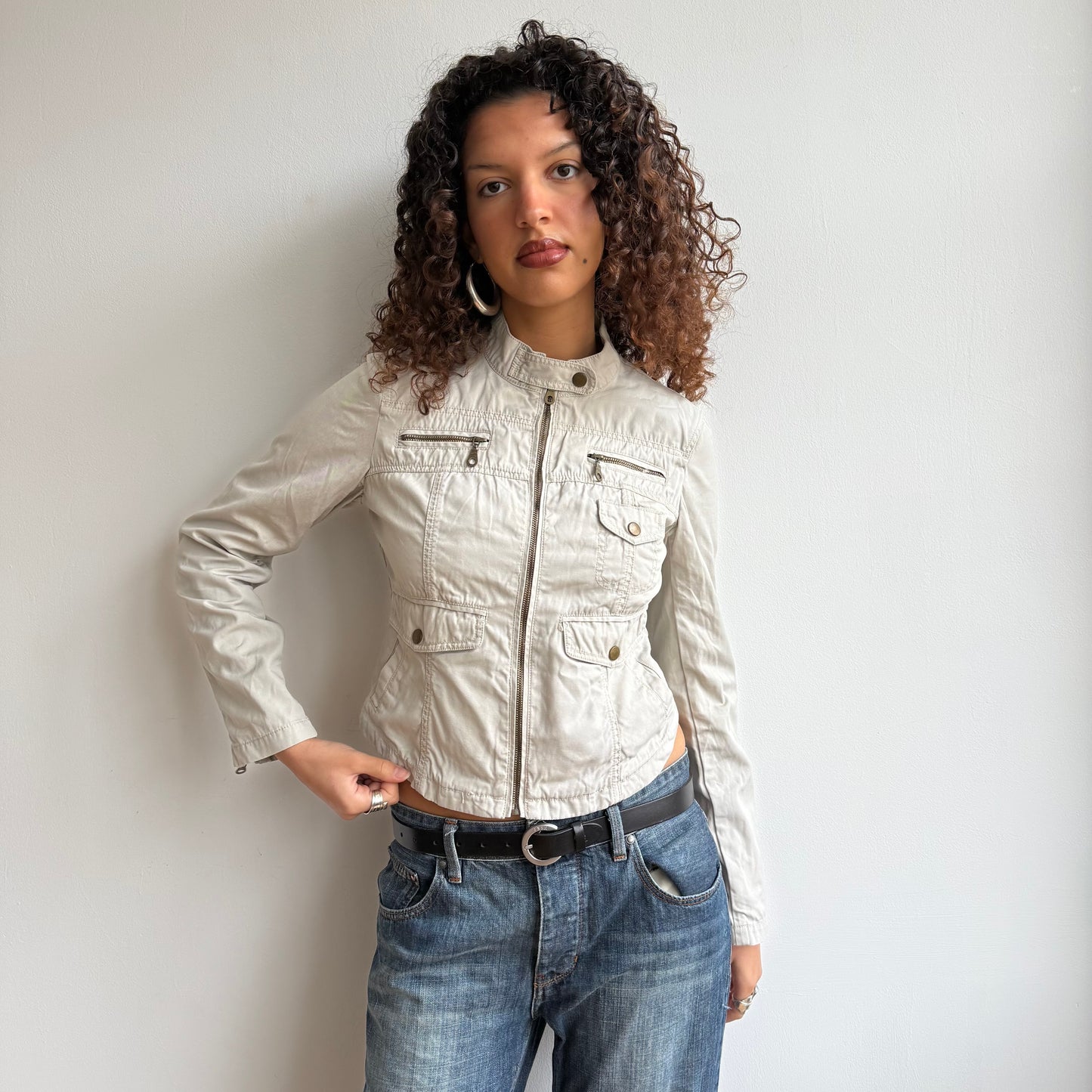 Beige moto jacket - Size S