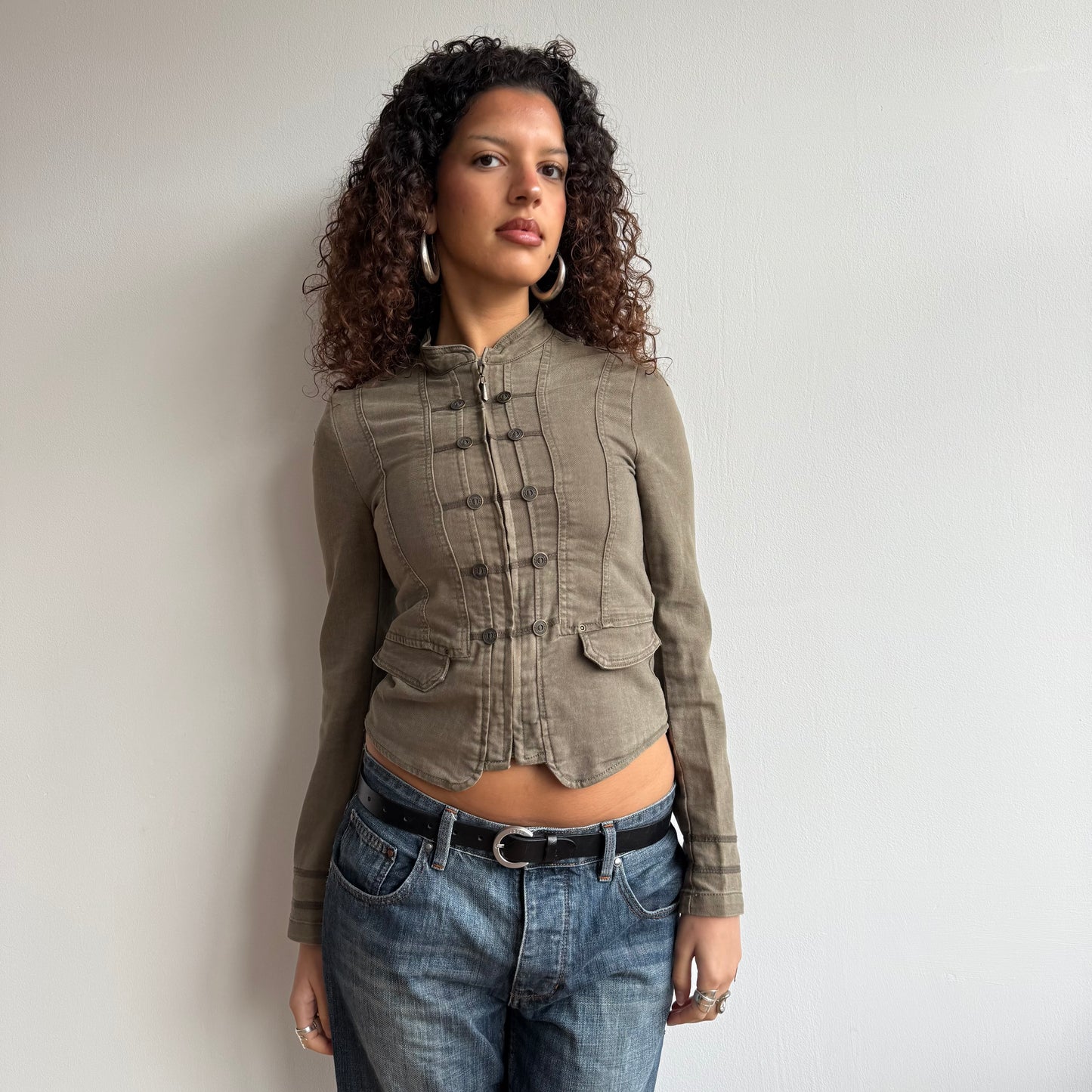 Khaki military jacket - Size XS, XS/S + S