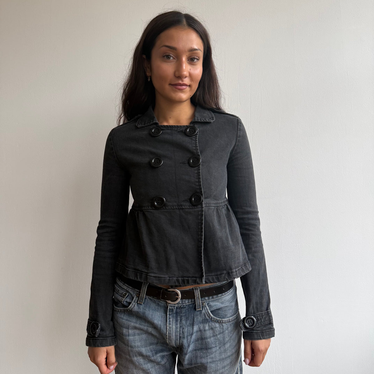 Black wash denim peacoat - Size XS