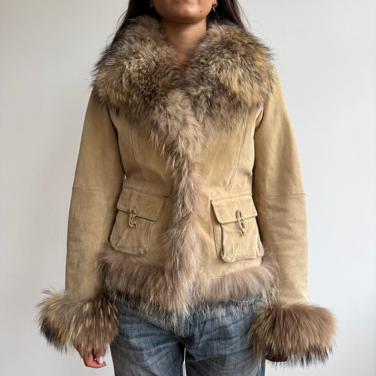 Brown leather suede afghan coat - Size M