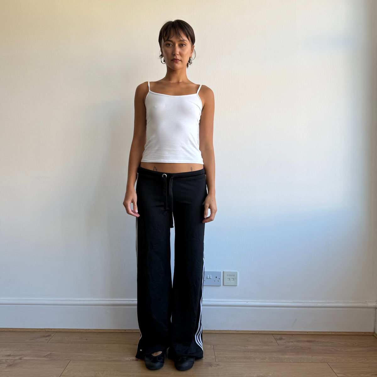 Black Adidas 3 stripe wide leg yoga pants - Size M