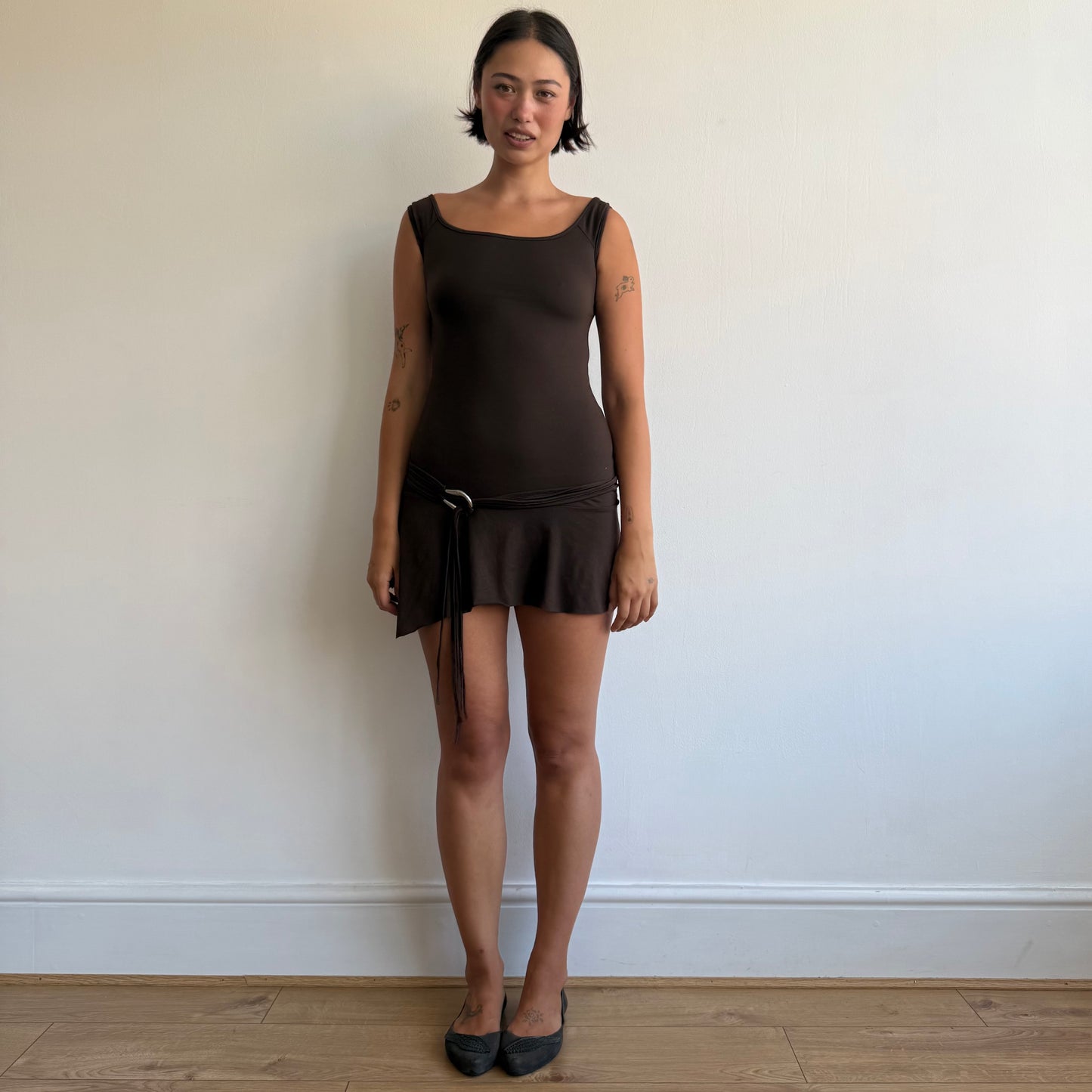 Brown belt mini dress - Size XS
