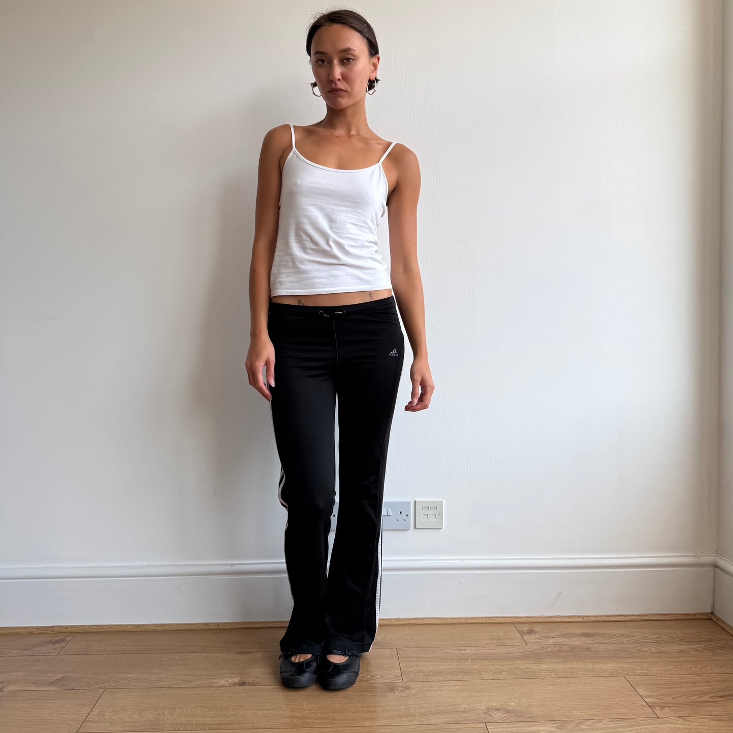 Black Adidas stripe flared yoga pants - Size XS
