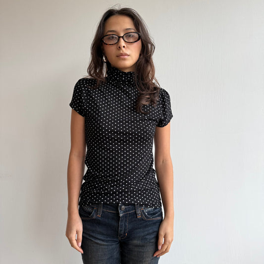 Polka dot high neck top - Size S