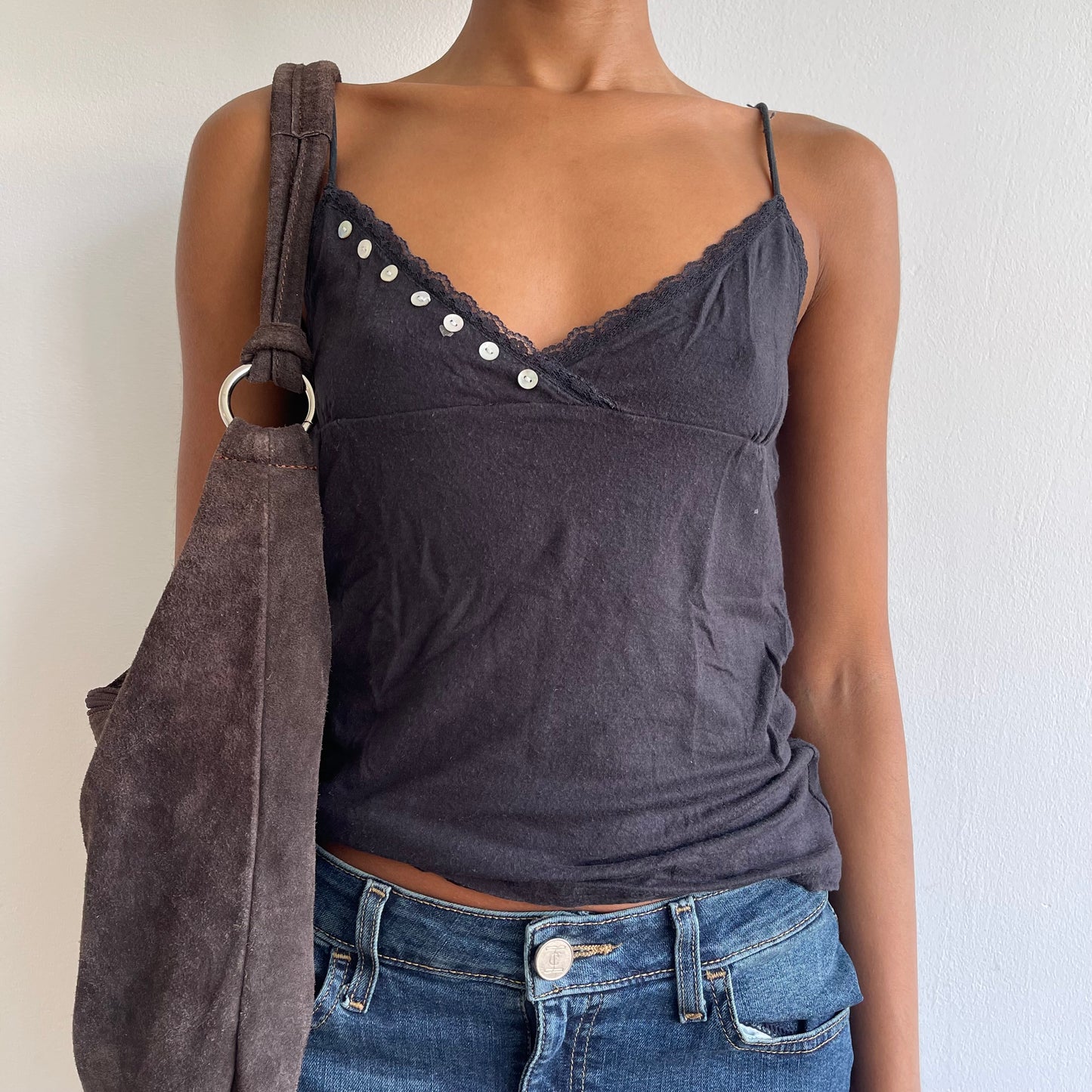 Dark grey button cami - Size S