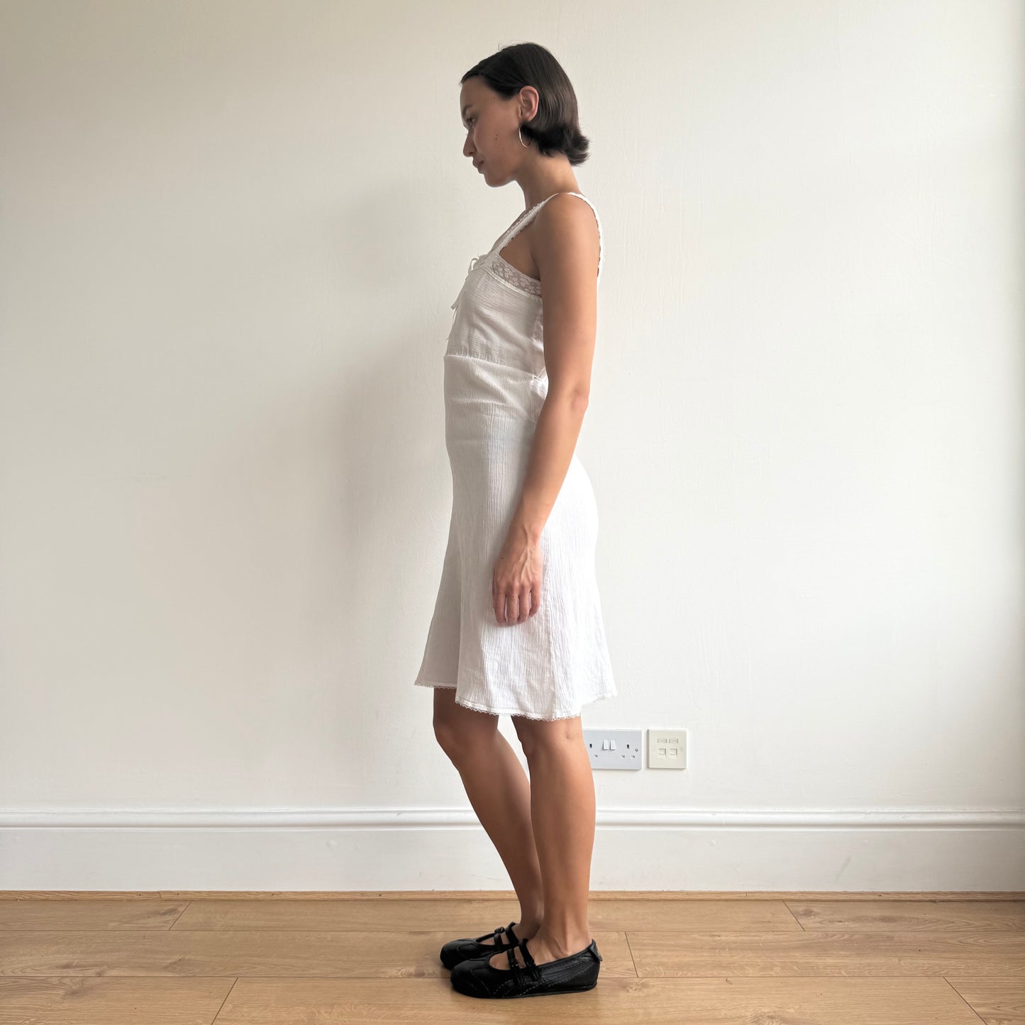 White cheesecloth milkmaid dress - Size S