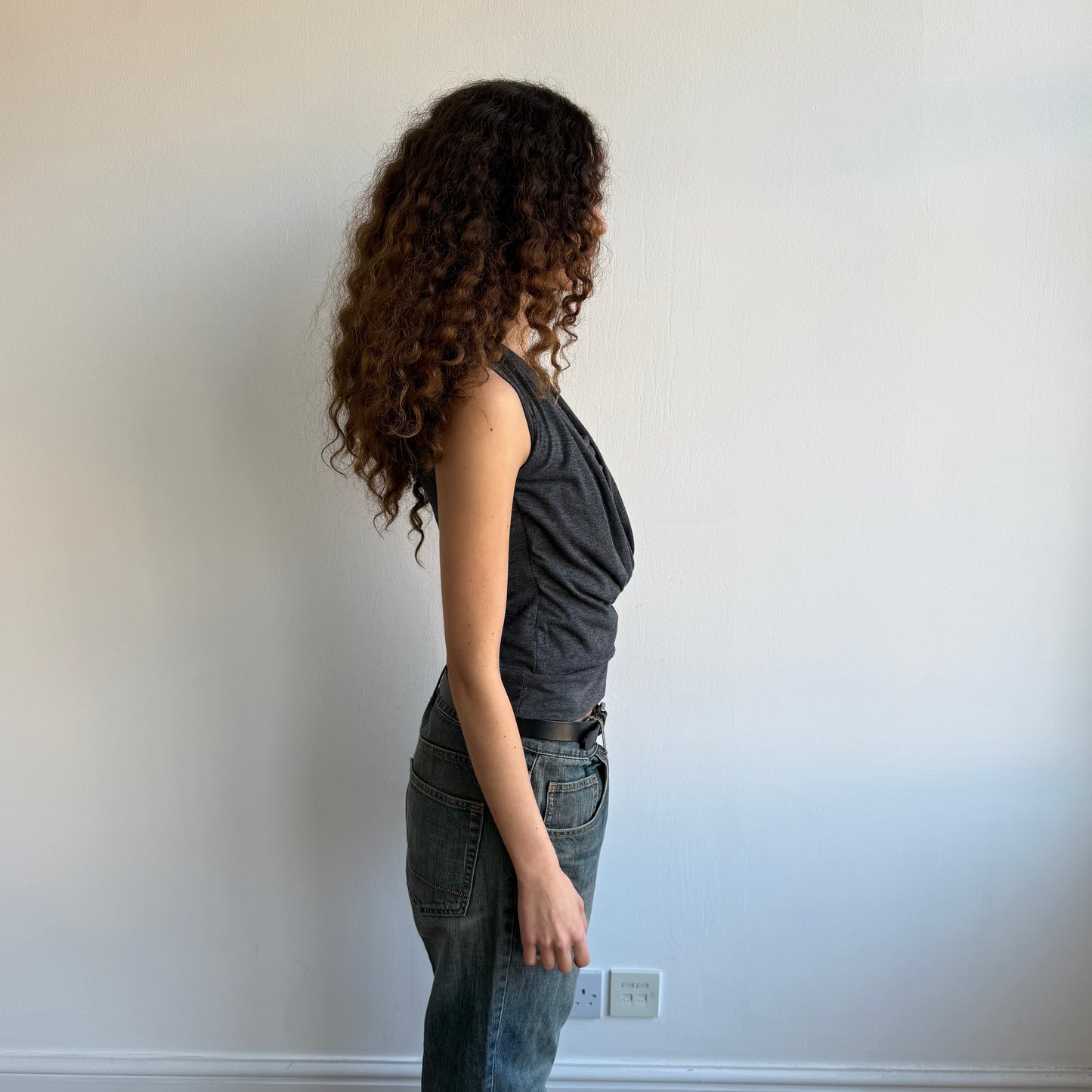 Charcoal wrap keyhole top - Size M