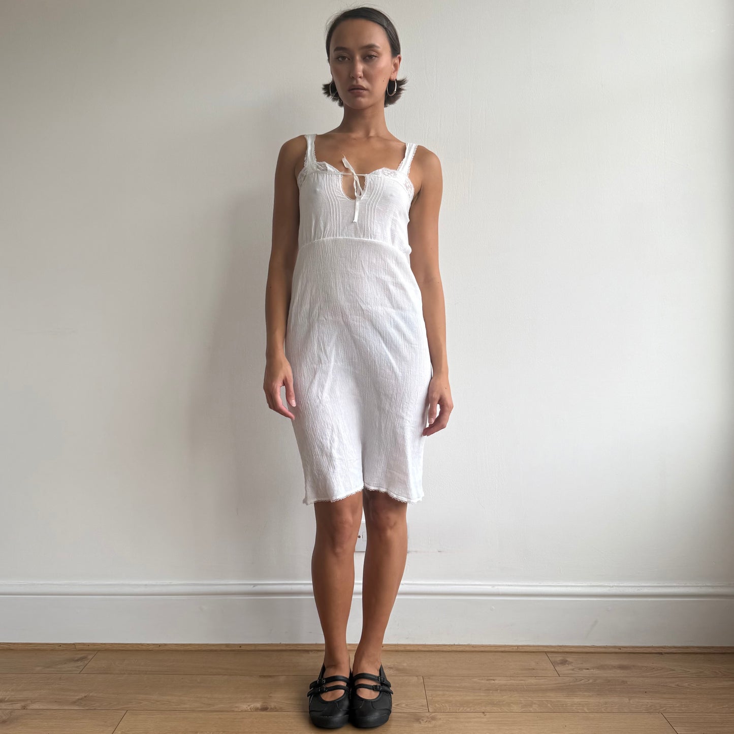 White cheesecloth milkmaid dress - Size S