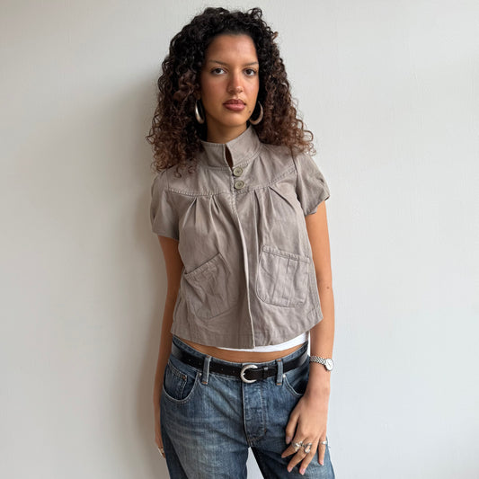 Taupe short sleeve peacoat - Size S/M