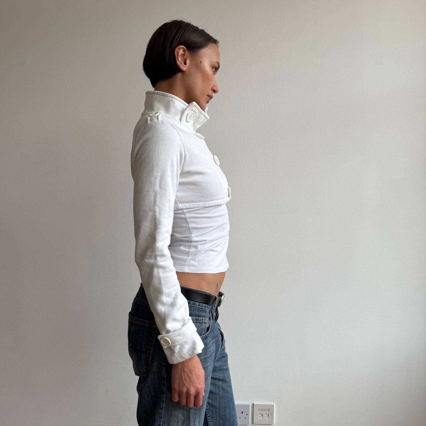 White cropped peacoat jumper - Size M