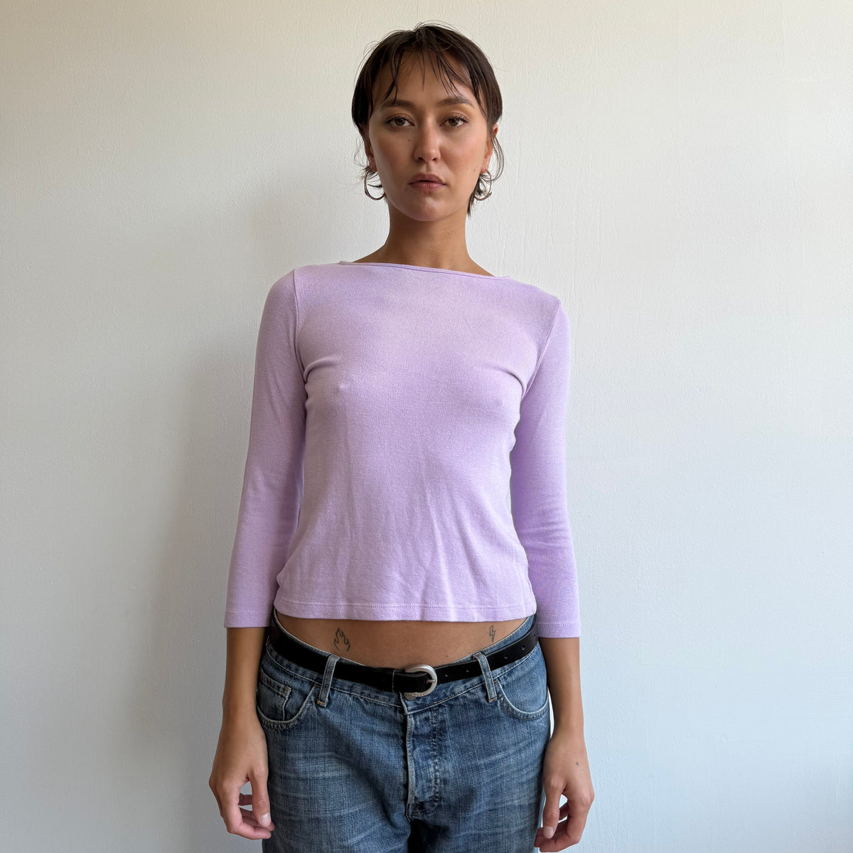 Lilac 3/4 sleeve knit top - Size S/M