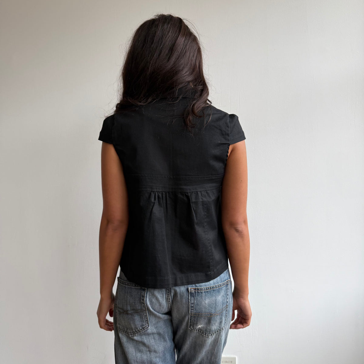 Black short sleeve peacoat - Size S