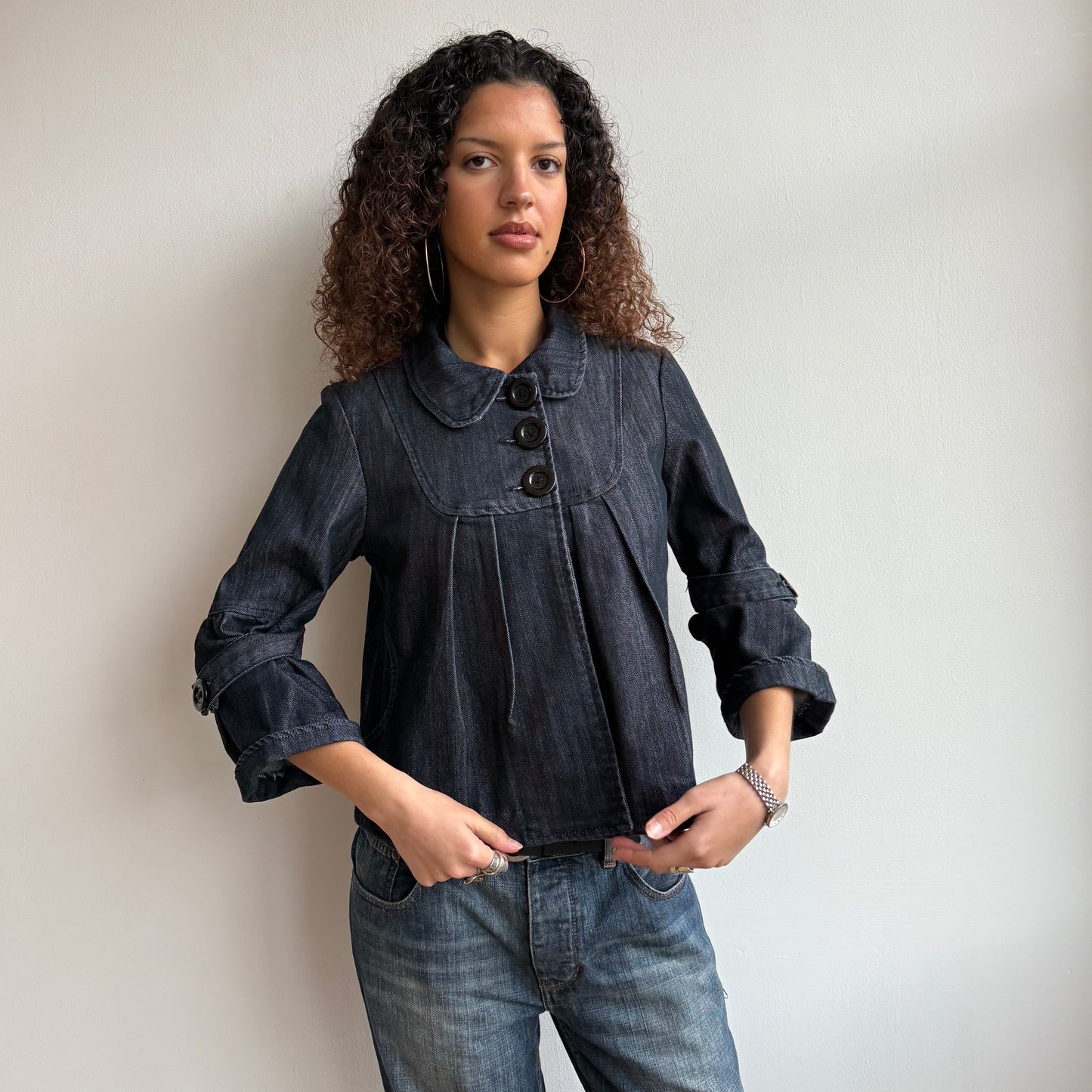 Denim 3/4 sleeve peacoat - Size M