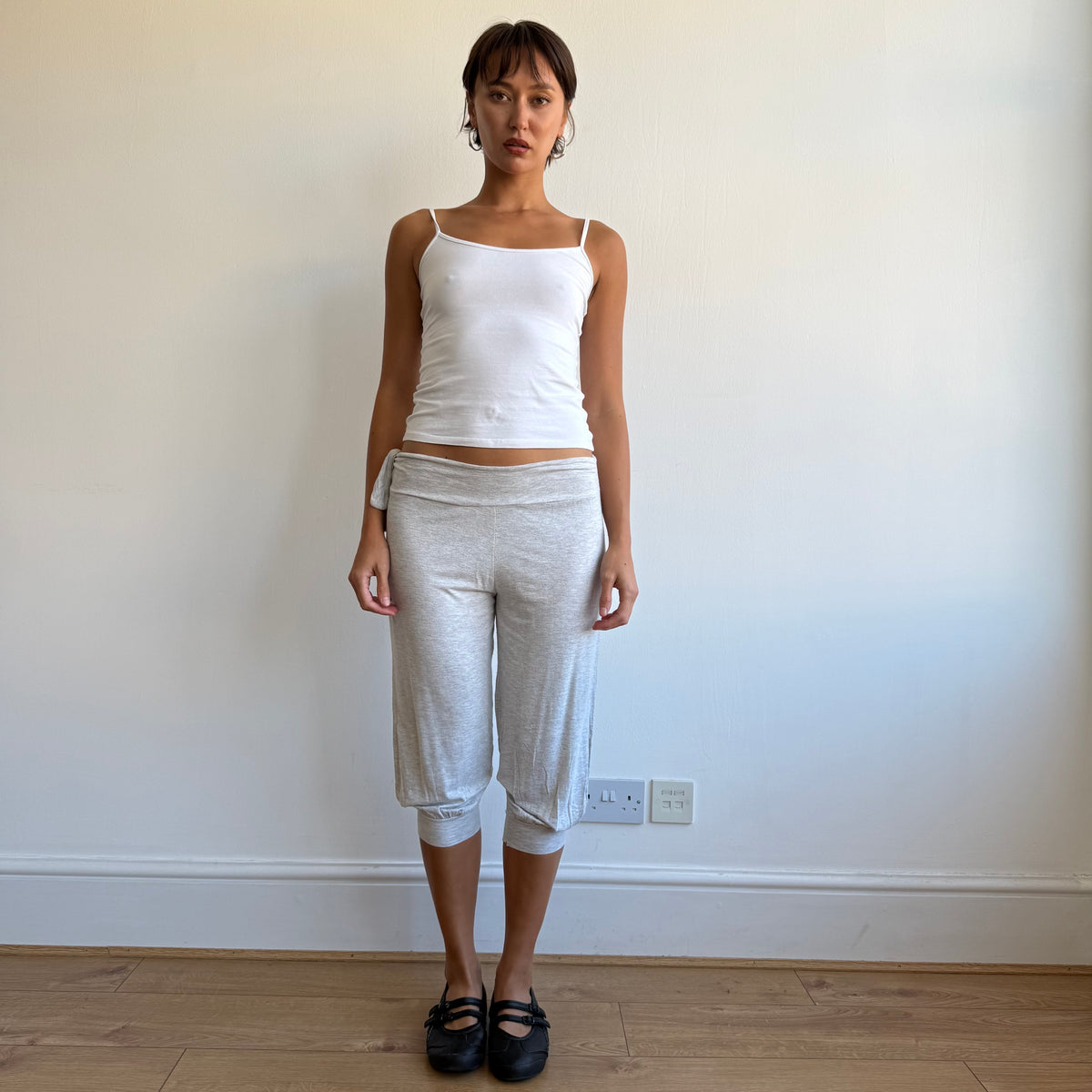 Grey tie waist bubble capris - Size XS