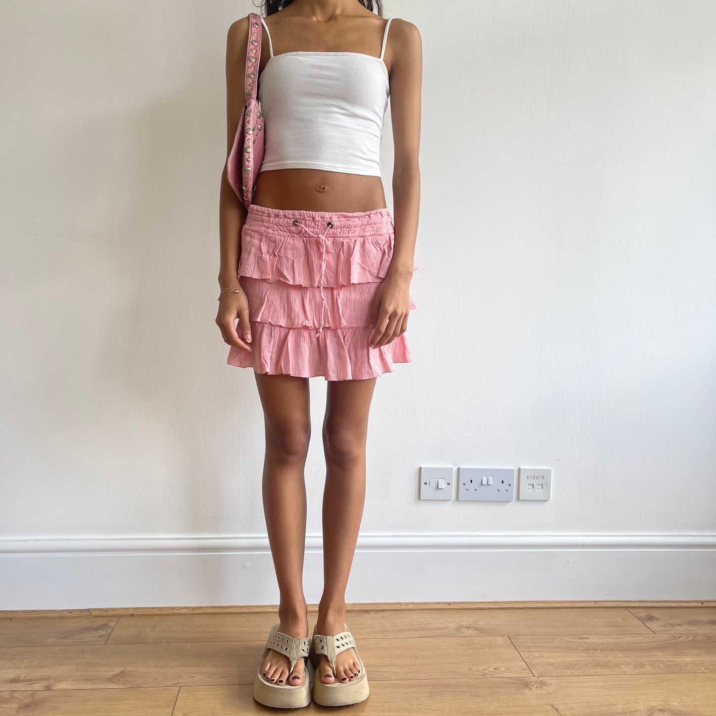 Pink ruffle rara mini skirt - Size XS
