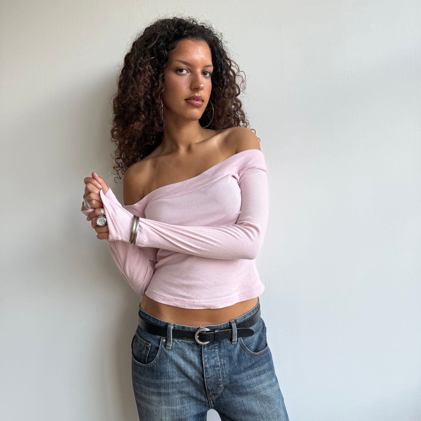 Pale pink bardot top - Size S