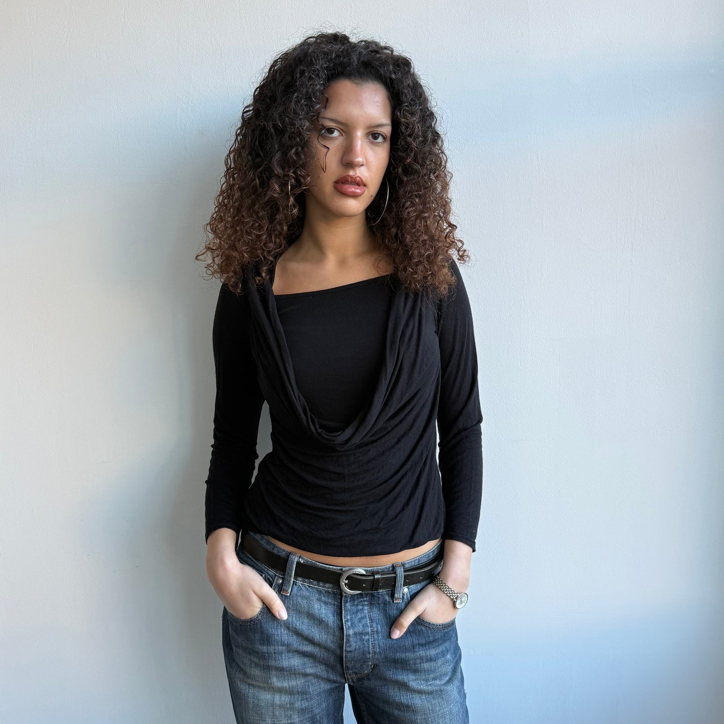 Black double layer keyhole top - Size S
