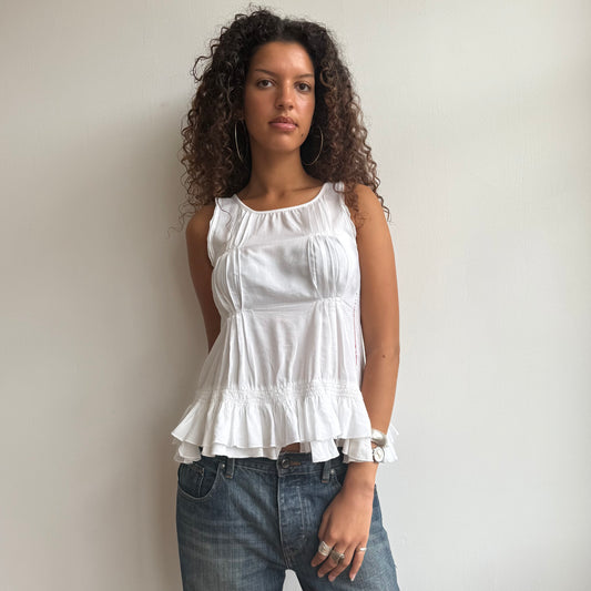 White MFG ruffle top - Size S