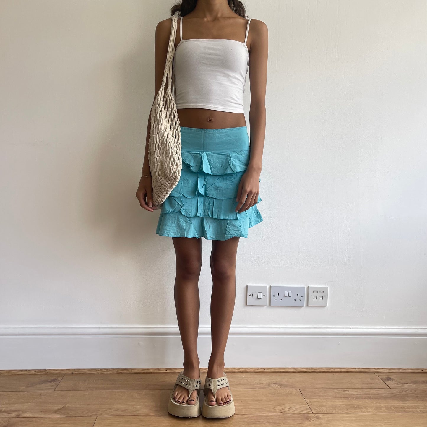 Blue ruffle mini skirt - Size M