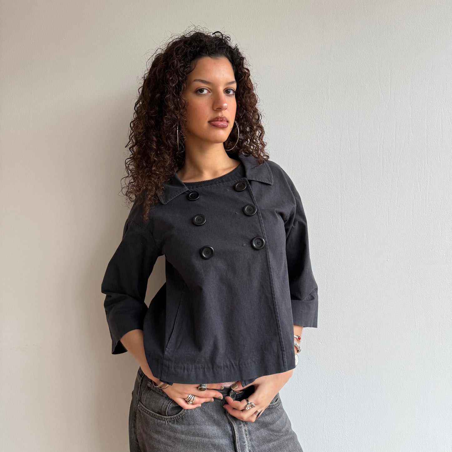 Navy buttonpeacoat - Size M