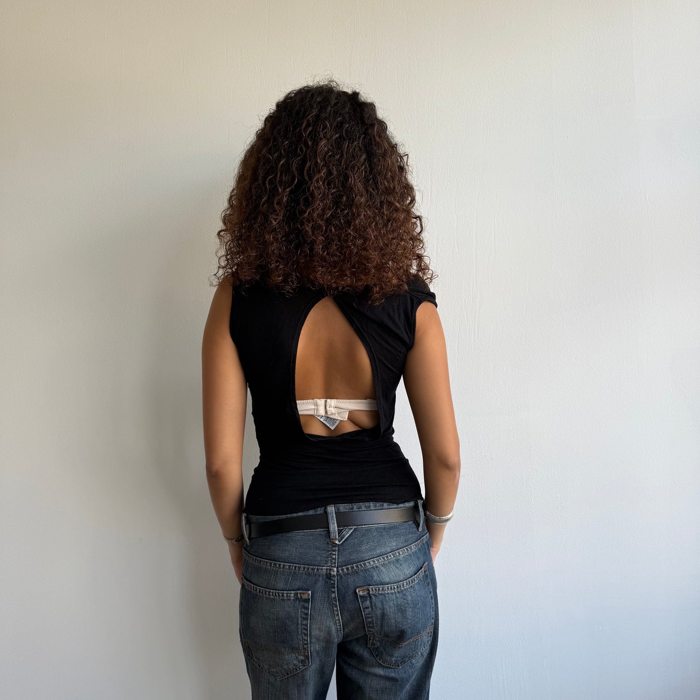 Black cowl keyhole top - Size S