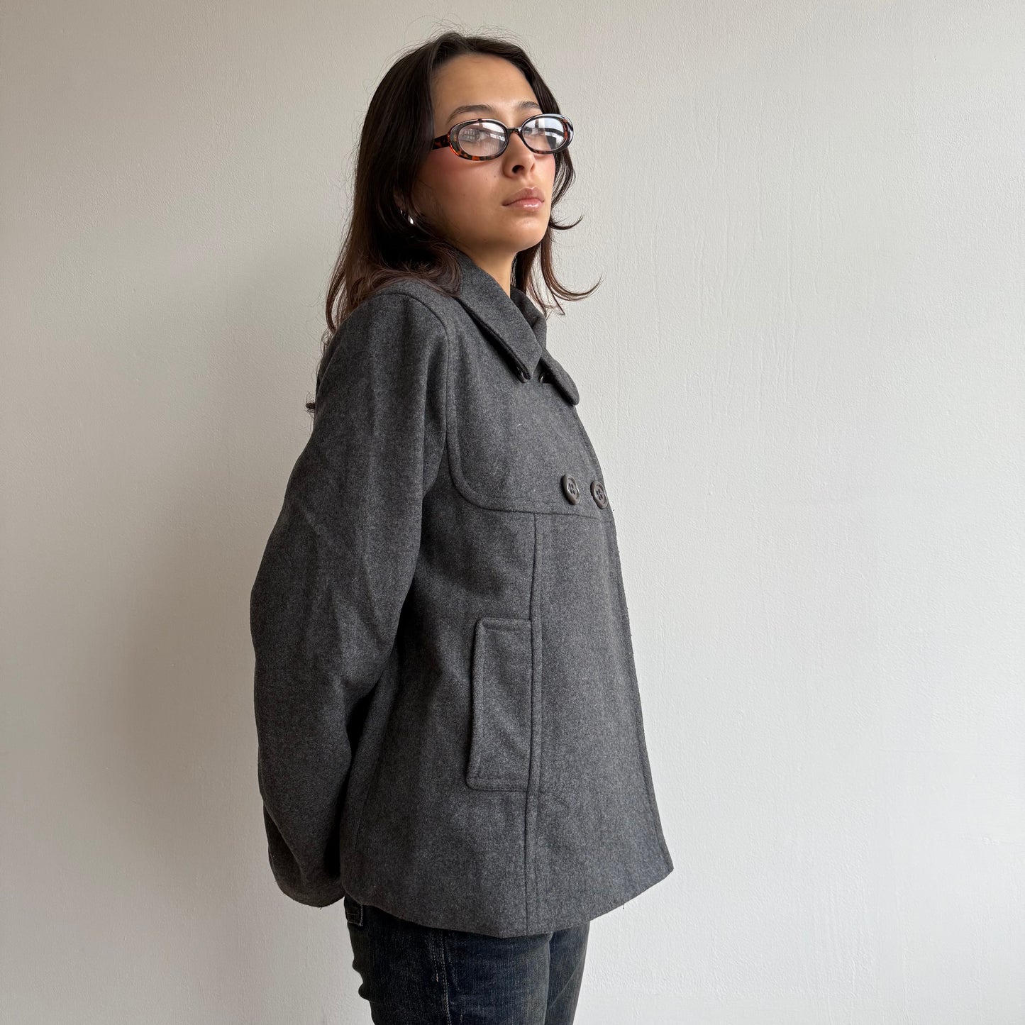 Dark grey peacoat - Size M