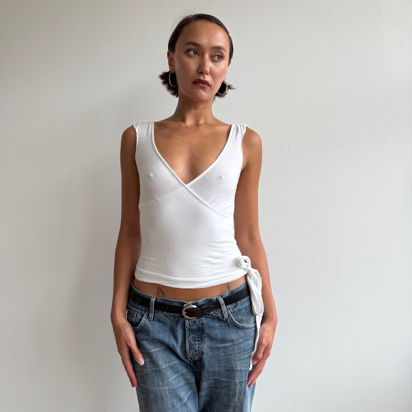 White wrap tie side top - Size XXS/XS