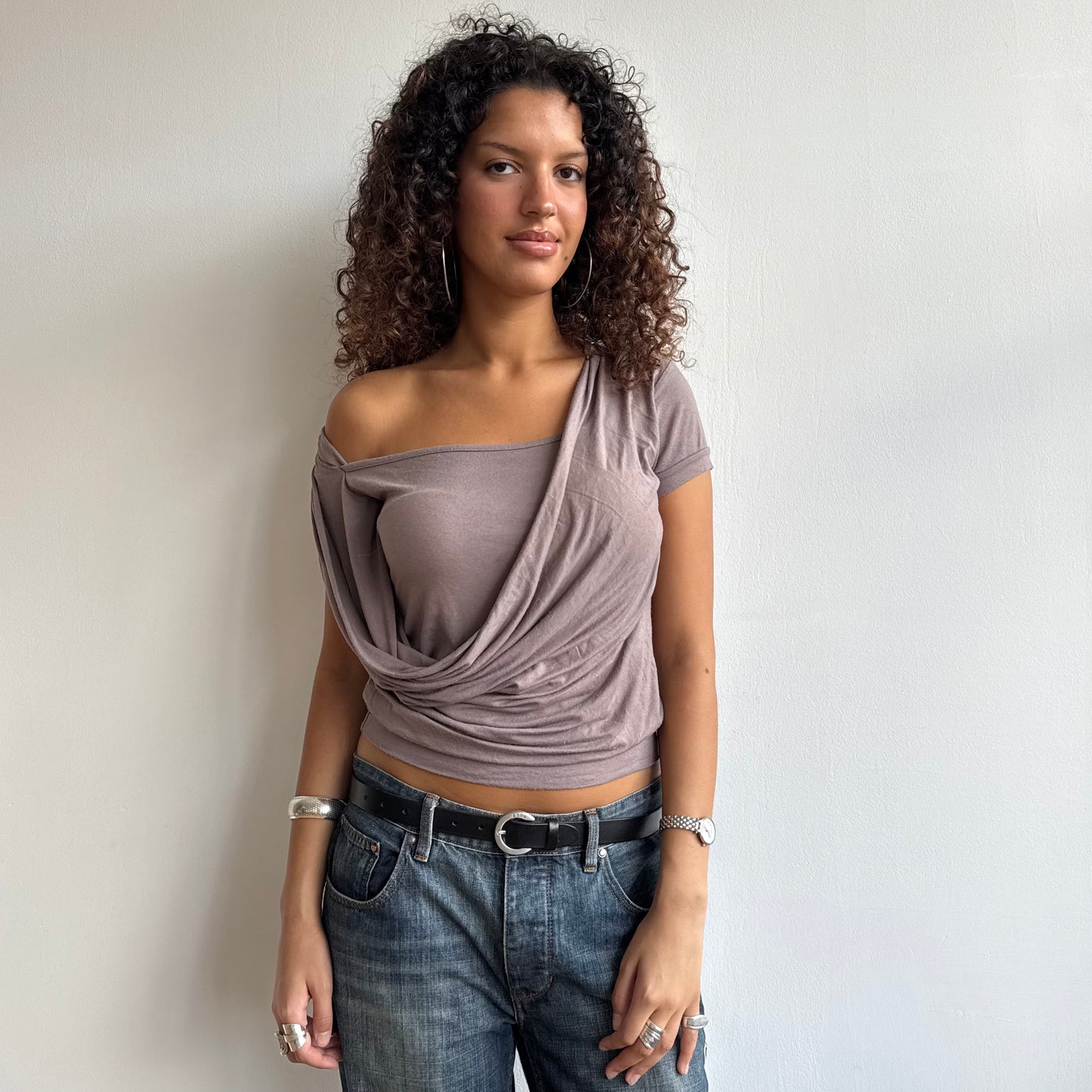 Taupe cowl neck top - Size M