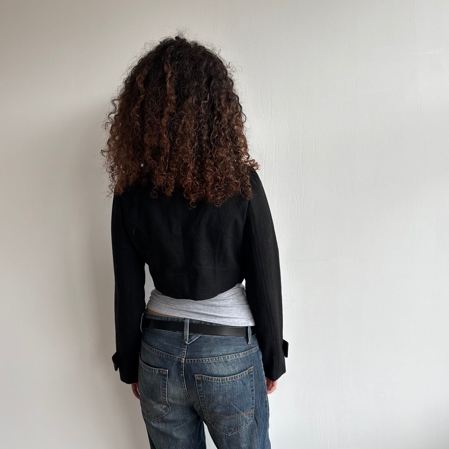 Black cropped peacoat - Size M