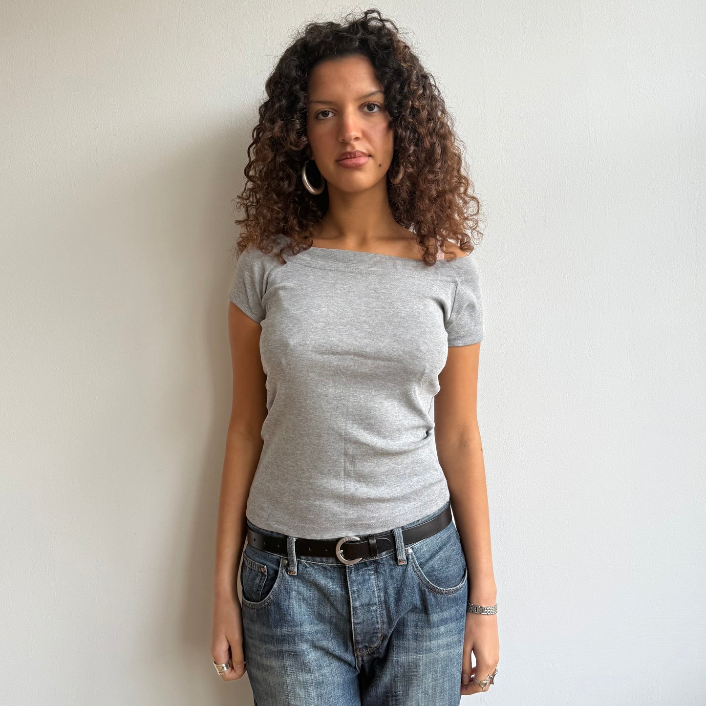 Grey bardot tshirt - Size S/M