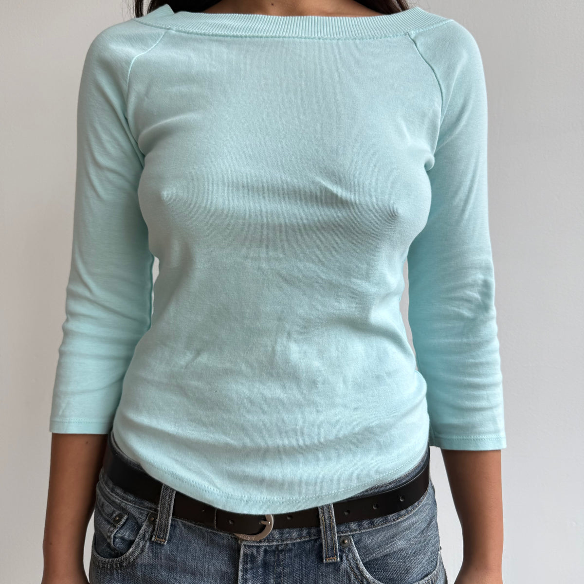 Turquoise 3/4 sleeve top - Size S