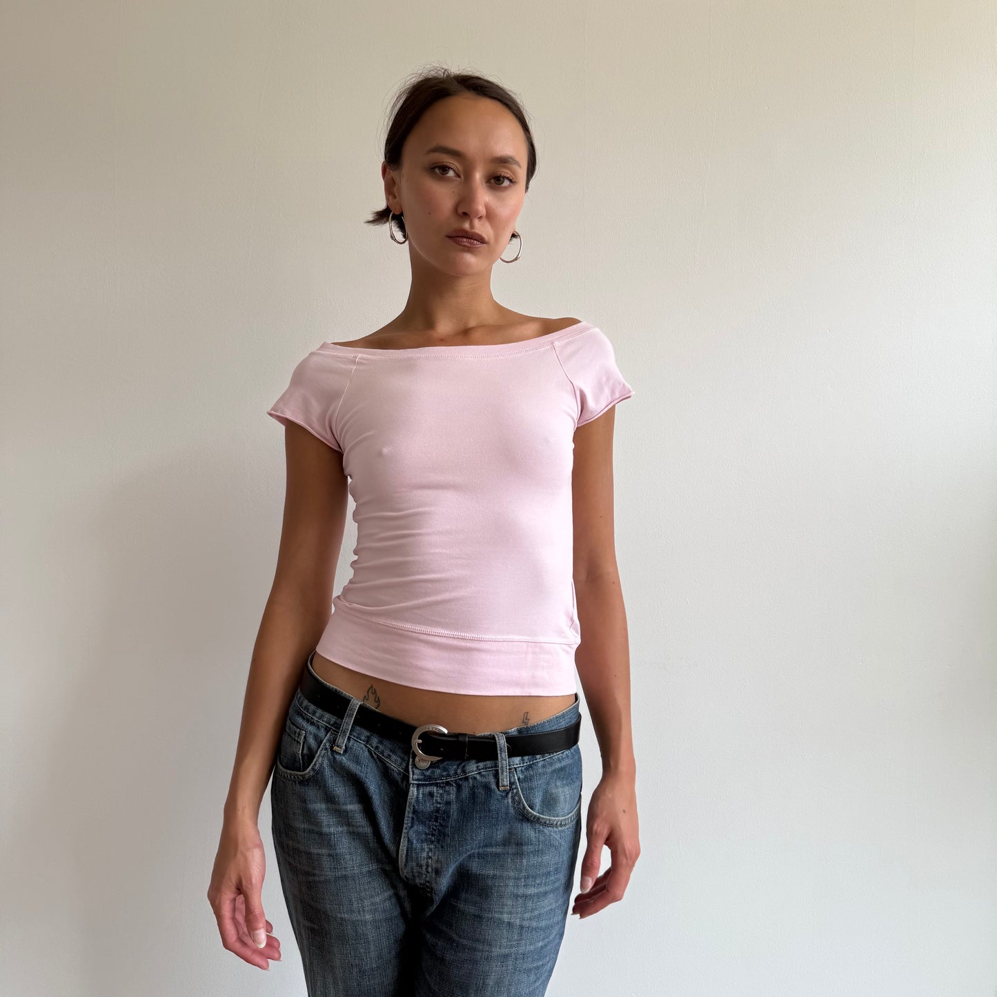 Baby pink Bardot top - Size S