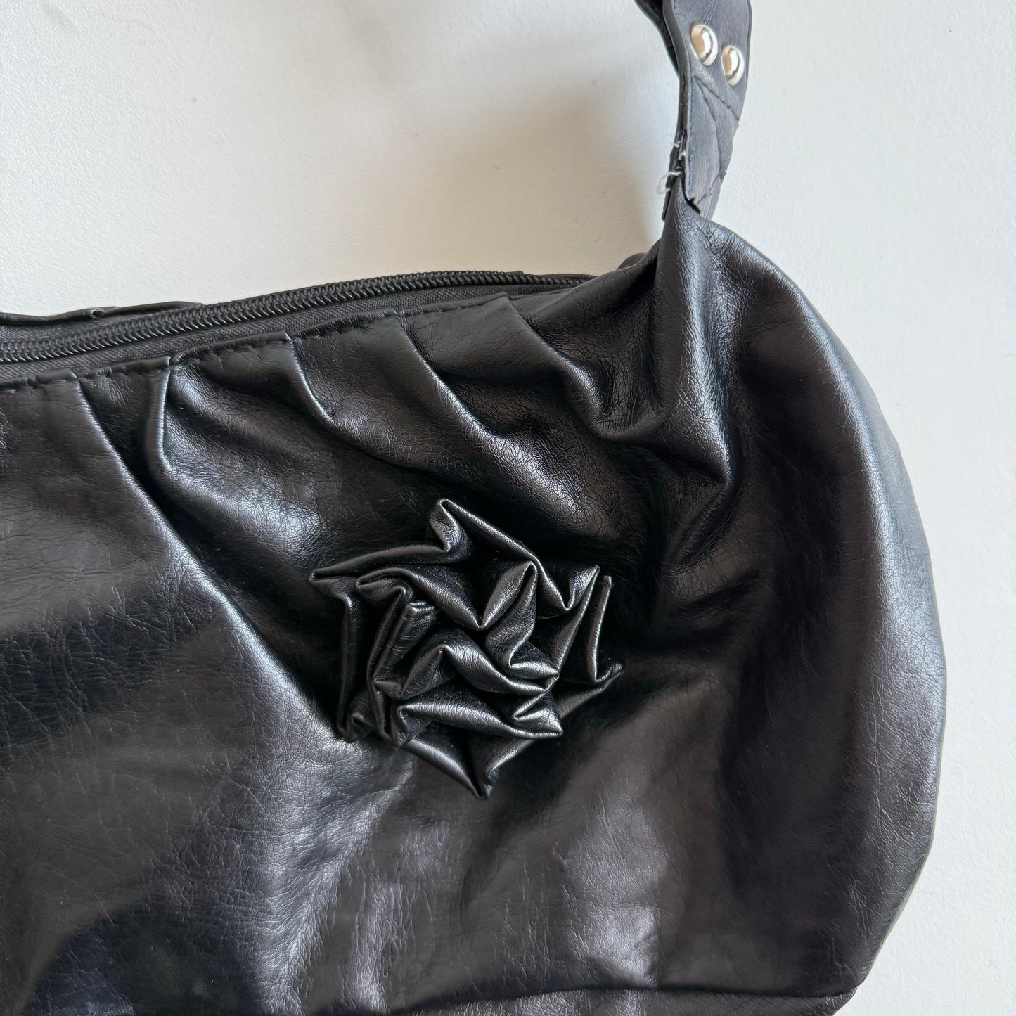 Black floral applique bag